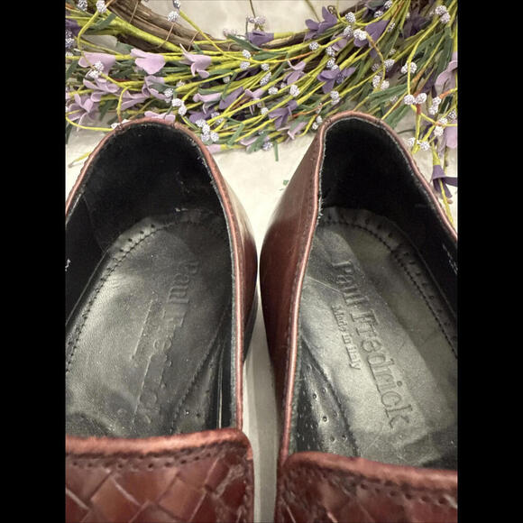 Men's Paul Fredrick Brown Woven Italian Leather Penny Loafers Size 8.5 C… - Picture 9 of 12